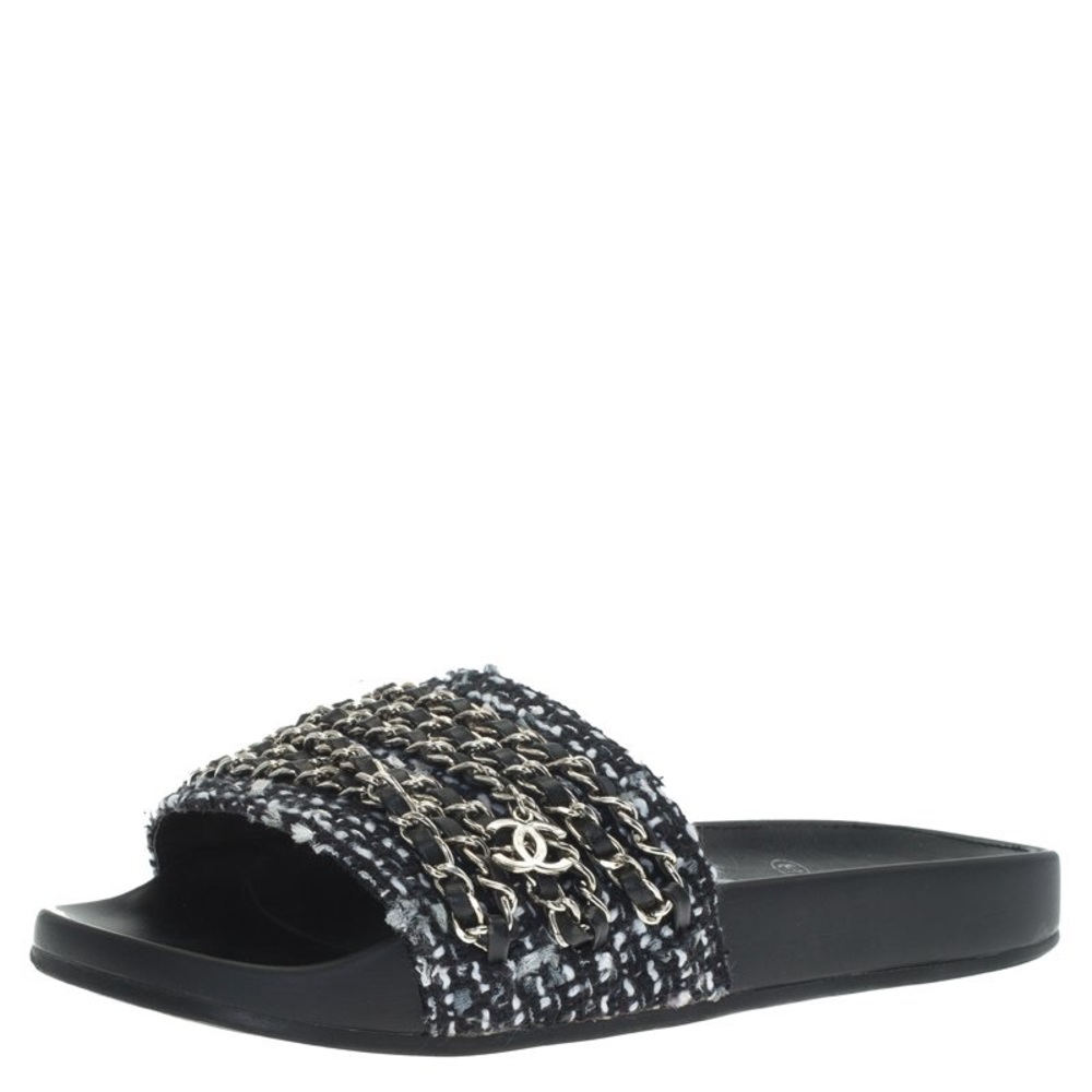 Black Chanel Slides